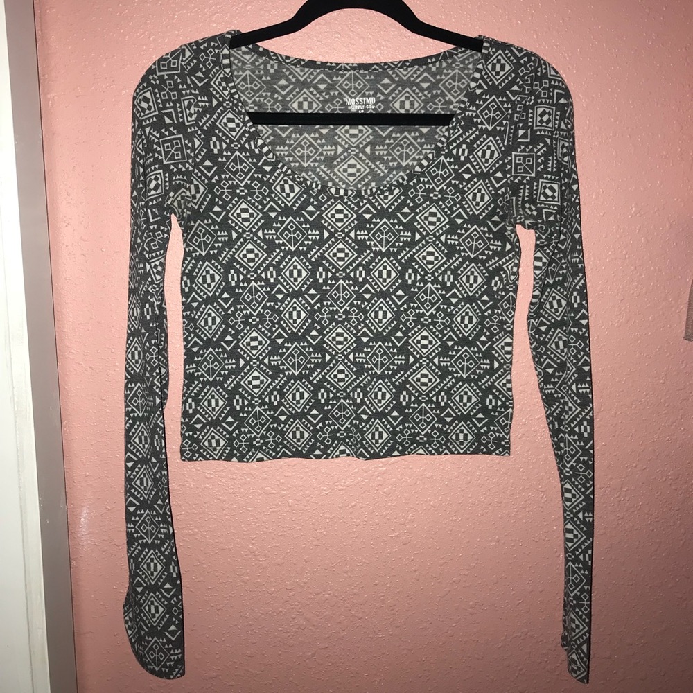 Grey Long Sleeved Crop Top